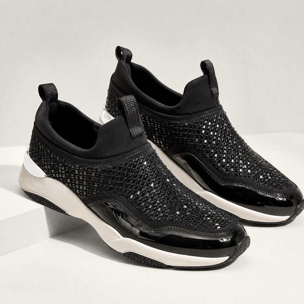 Salvatore Ferragamo Fashion Sneakers Women 9.5M Black Beaded Slip On